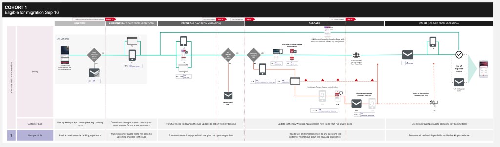 Customer journey map for cohort 1