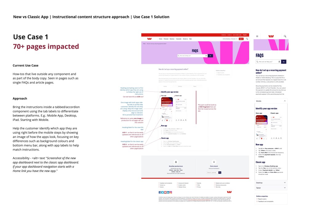 Wireframe of New vs Classic app approach for Use Case 1 for iOS rollout